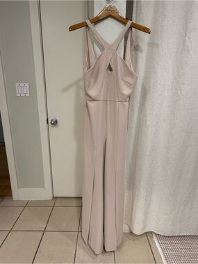 BCBGMaxAzria Beige Cream Cross-Back Jumpsuit